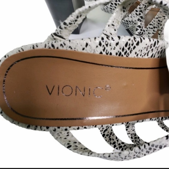 ☀️Sami Vionic White Strappy Snakeskin Wedge Block Heels Sandals womens Shoes New - Picture 3 of 7